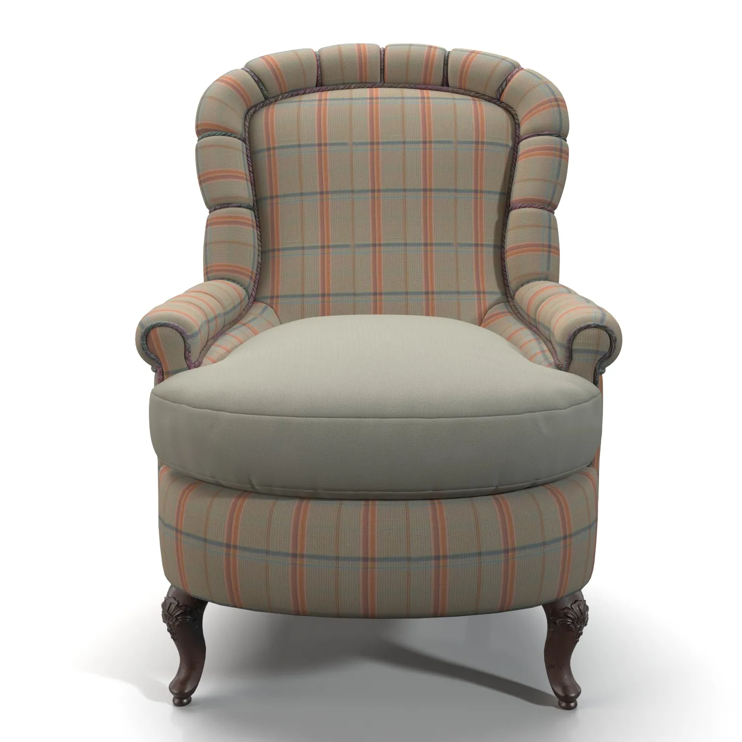 Brunschwig and Fils Plaid Club Arm Chair PBR 3D Model_04